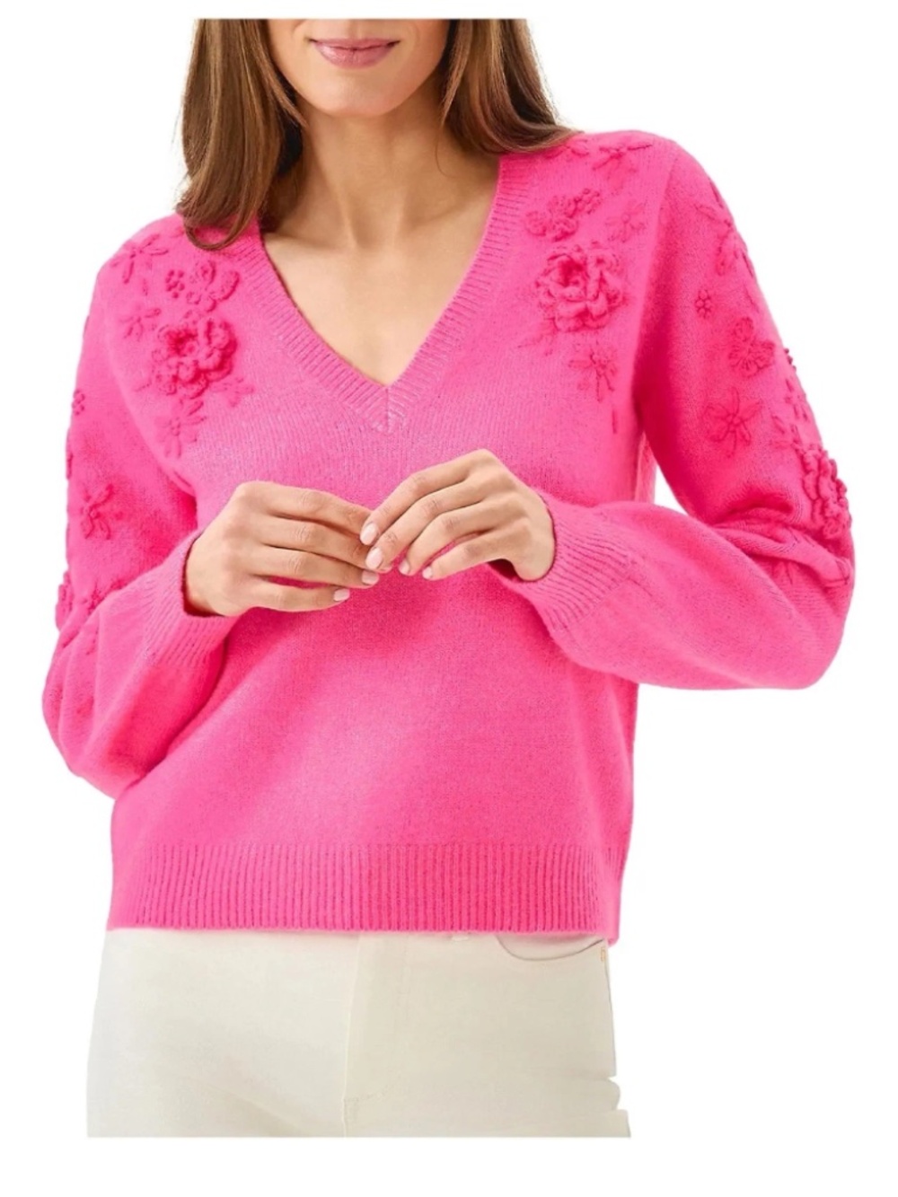 NWT Alayla Sweater Sun Shell Pink Garden Party Embroidery